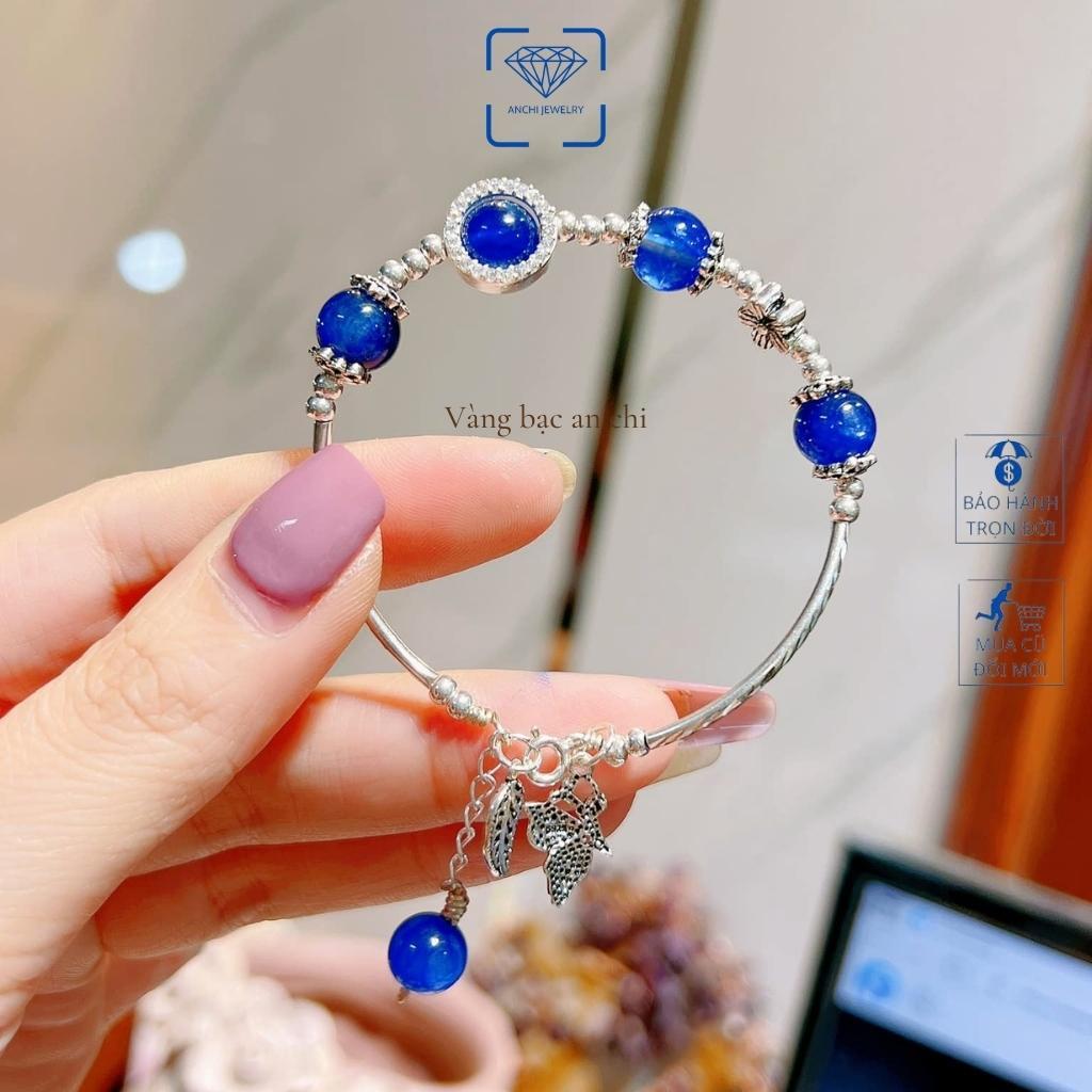 Vòng tay dây charm bạc mix đá mặt trăng moonstone phong thủy, trang sức Anchi jewelry