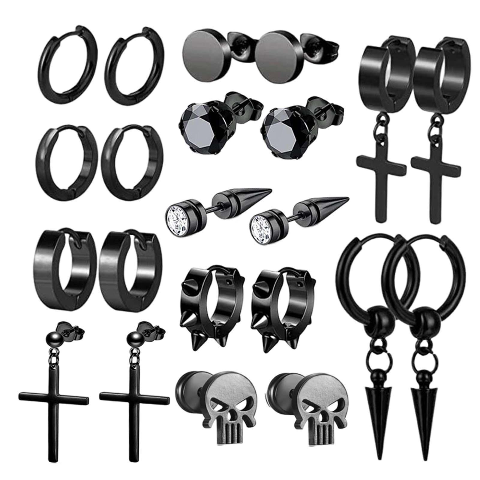 Cross Dangle Earrings Long Chain Stud Dangle Earrings Set for Men Women Prom