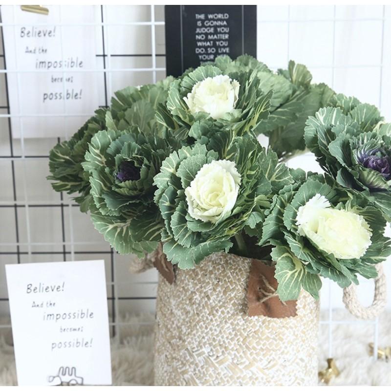 Hoa giả - Cành hoa cải bắp cao cấp mô phỏng sinh động giống thật đến 99%,hoa lụa hoa trang trí decor hoa cô dâu
