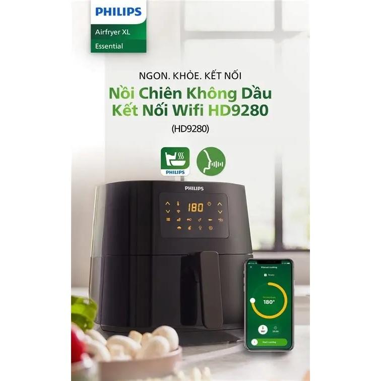 Nồi Chiên Không Dầu Philips HD9280/90 6.2 lít, Đa dạng chế độ nấu, chiên vàng giòn - Hàng chính hãng