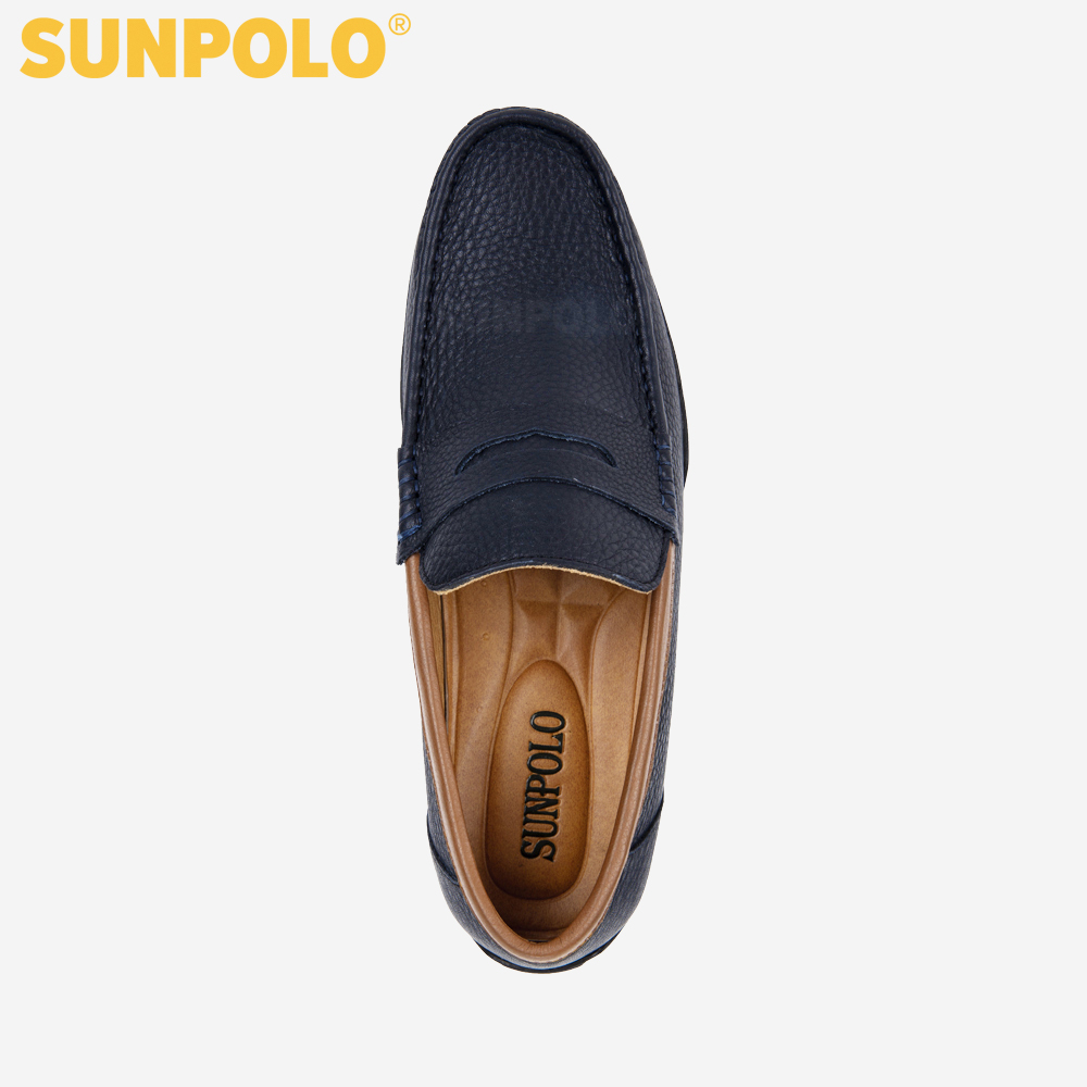 Giày Lười Nam Da Bò SUNPOLO MU2588 (Xanh Navy)