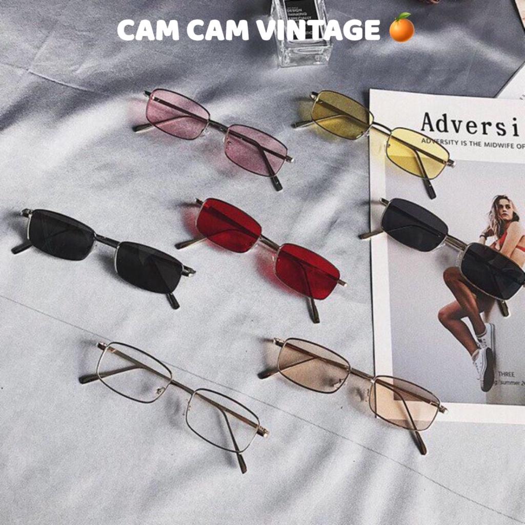 Kính râm kính mát retro nam nữ Tí hon chữ nhật bé xíu Hottrend nhỏ xíu