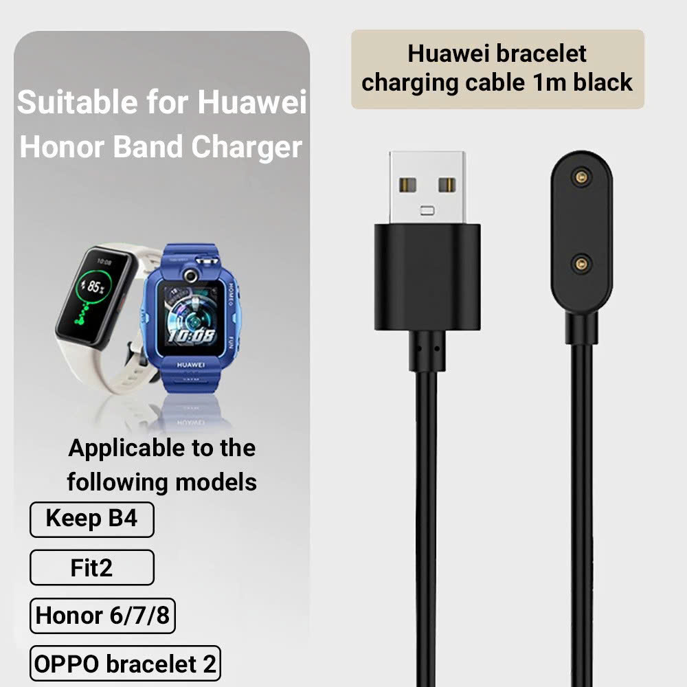 Dây Cáp Sạc Từ Tính Cho Huawei Band 6 7 8 9 10 / Honor Band 6 7 9 / Huawei Watch Fit 1 2 3 MÀU ĐEN - Hàng Nhập Khẩu