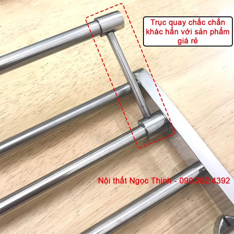 Kệ treo khăn tắm GẬP LÊN XUỐNG MKT-06 inox304 cao cấp máng khăn tầng đa năng