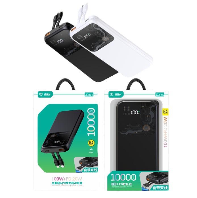 Phong cách mới nhất của bộ nguồn di động 10000 mAh sáng tạo theo phong cách công nghiệp đi kèm với màn hình kỹ thuật số dòng PD20W sạc nhanh trong suốt ngân hàng điện punk trong suốt