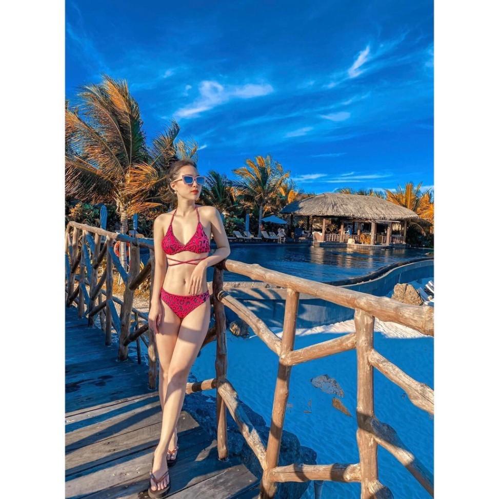 freeship  Bikini tam giác da beo hồng ( kèm hình thật)