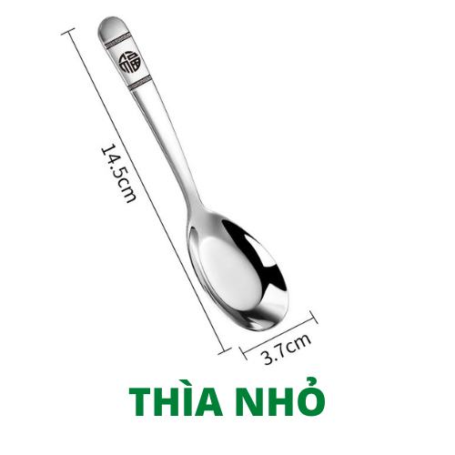 Thìa chữ PHÚC inox thép cao cấp ăn cơm phở cháo cán dài sáng bóng dày đẹp