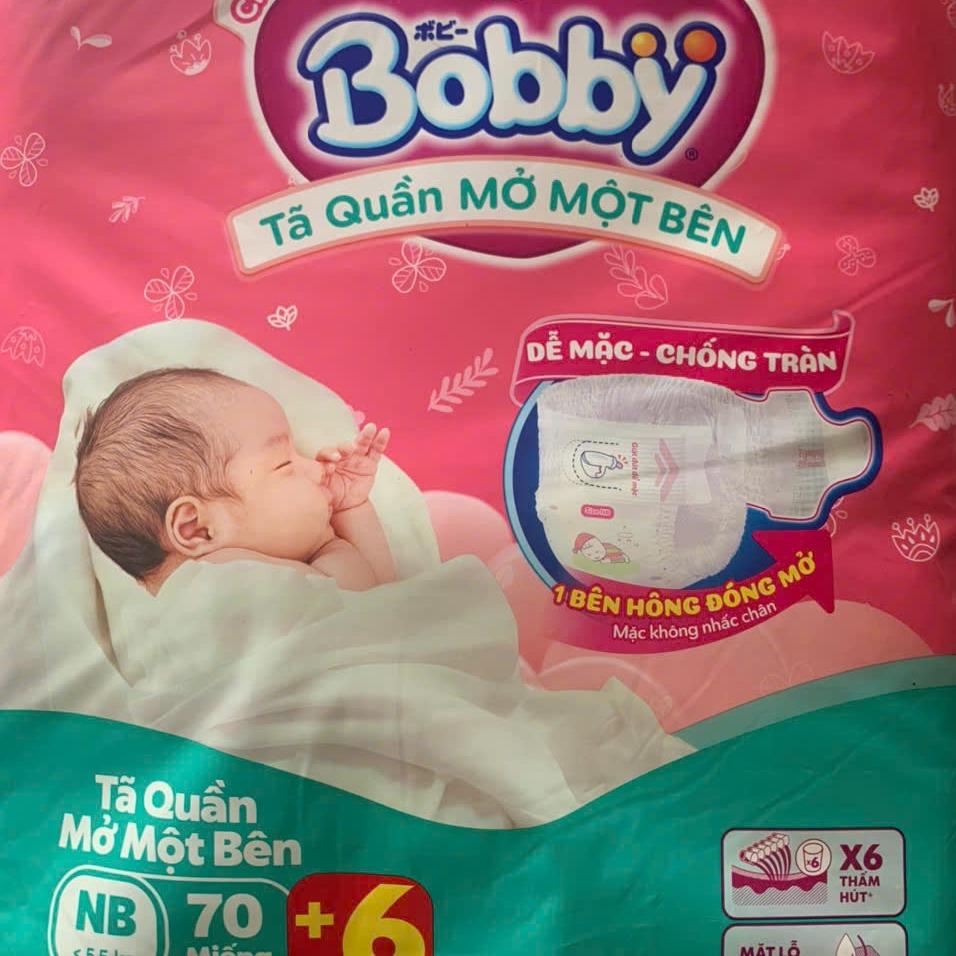 Tặng thêm 6 miếng bên trong -Tã Quần Mở Một Bên Bobby NB70 Cho Bé dưới 5.5 Kg - Tã Quần Sơ Sinh Bobby Mở Một Bên Size NB