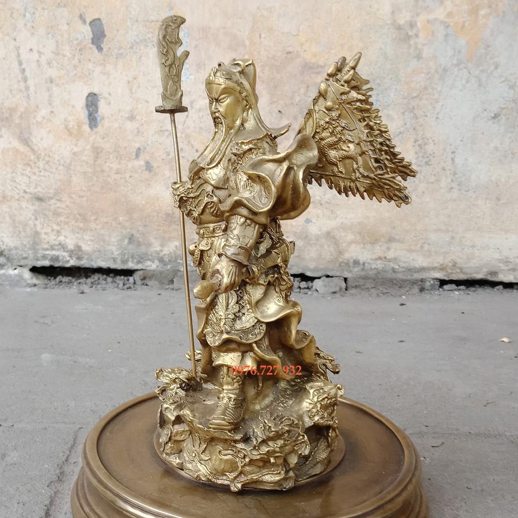 Tượng đồng Quan công cưỡi rồng, Quan vân trường cao 25cm, quan công ngũ cờ