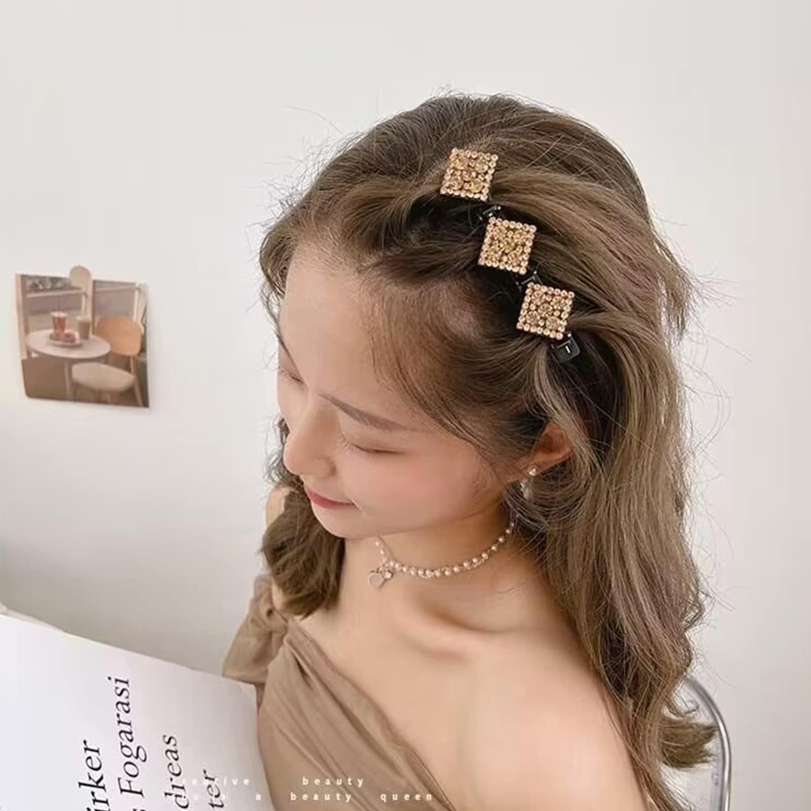 Kẻ cắt tóc với những viên đá pha lê lấp lánh, 6 miếng tóc cho phụ nữ, kẹp tóc rhinestones, kẹp tóc không trượt, phụ kiện tạo kiểu tóc, kẹp tóc hai lớp mini thời trang