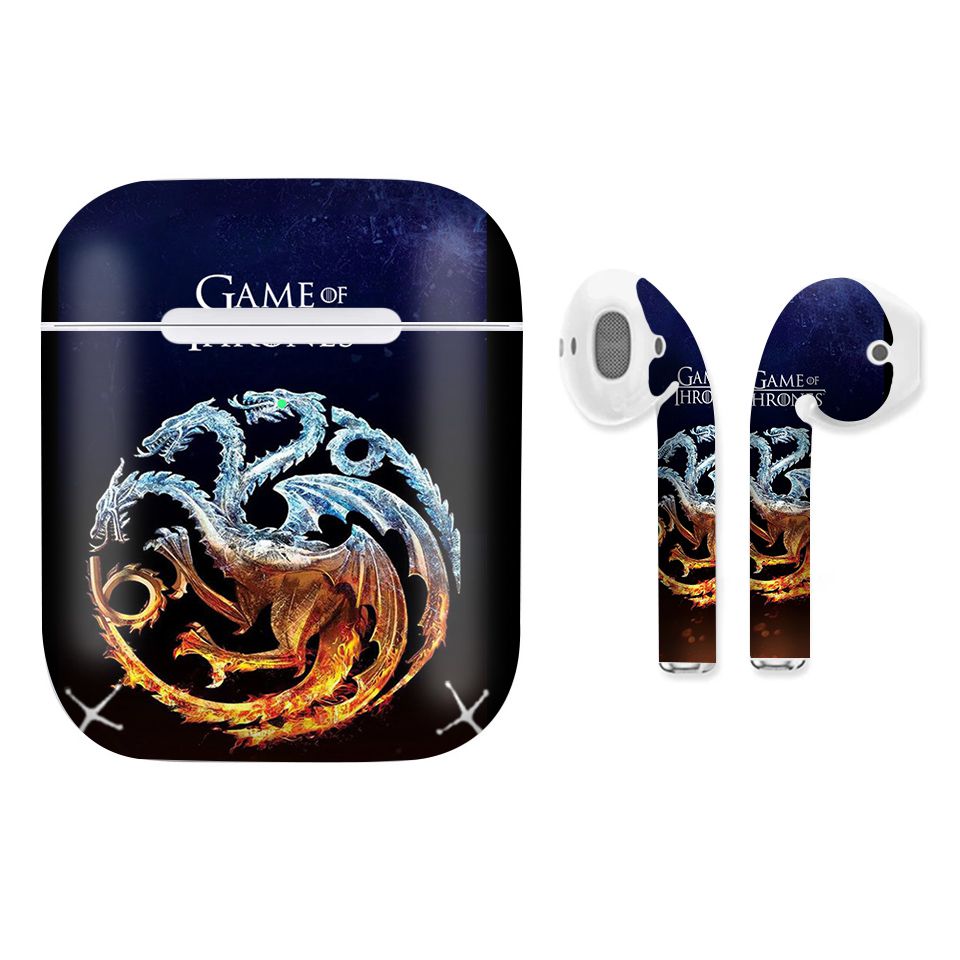 Miếng dán skin chống bẩn cho tai nghe AirPods in hình Game Of Throne - 001 (bản không dây 1 và 2)