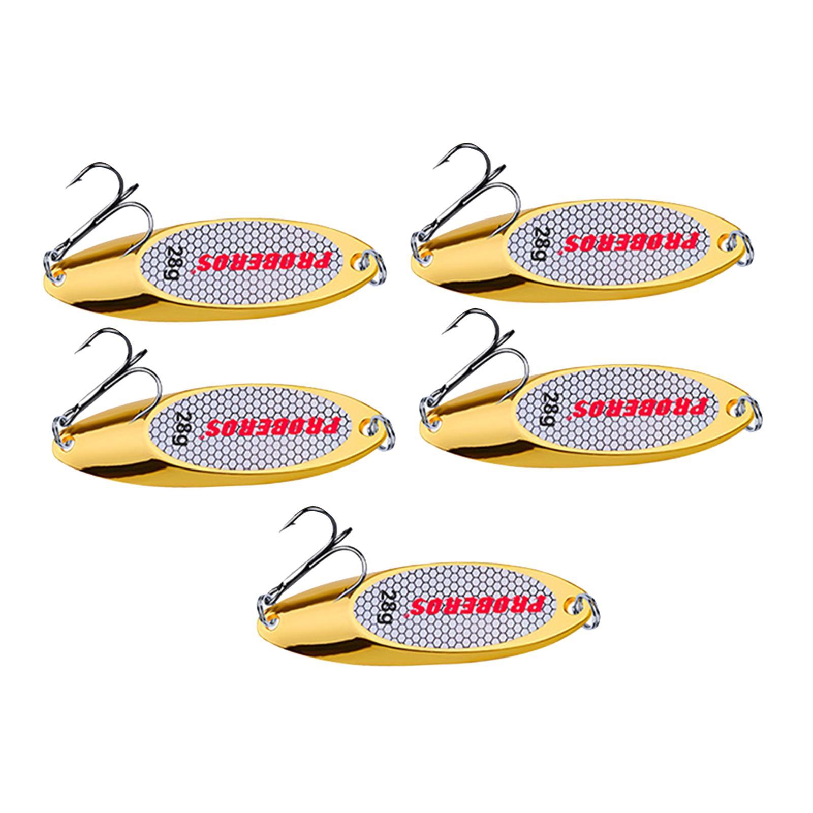 5 Pieces Fishing Spoons Lures Jigging Baits Hard with  Hooks Metal Casting Spoons Bass Baits and Lures for Trout Pike Fishing Equipment