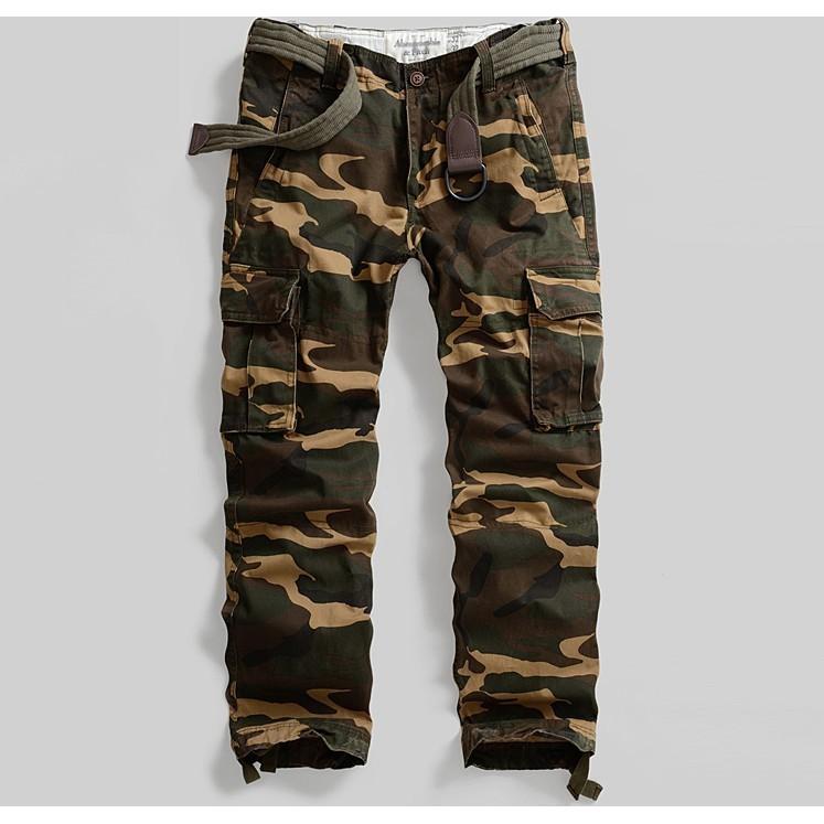 Quần dài túi hộp_có kèm thắt lưng_dã ngoại - camo vàng