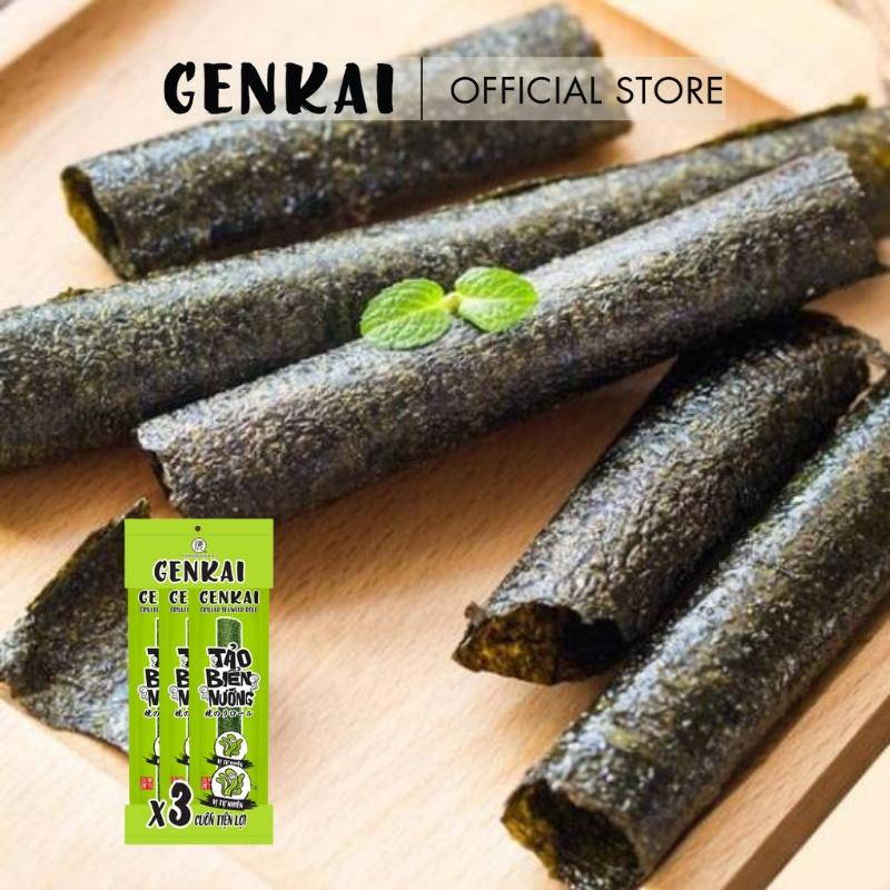 Snack Tảo Biển Nướng Cuộn GENKAI Vị Tự nhiên 10.8g  (3.6g x 3 gói)