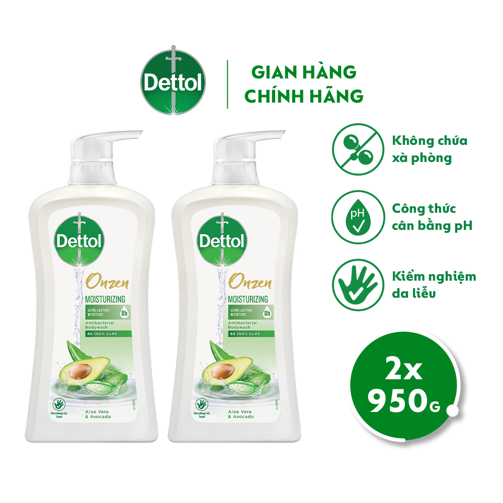 COMBO 2 SỮA TẮM DETTOL ONZEN DƯỠNG ẨM LÔ HỘI &amp; BƠ (950G/CHAI)