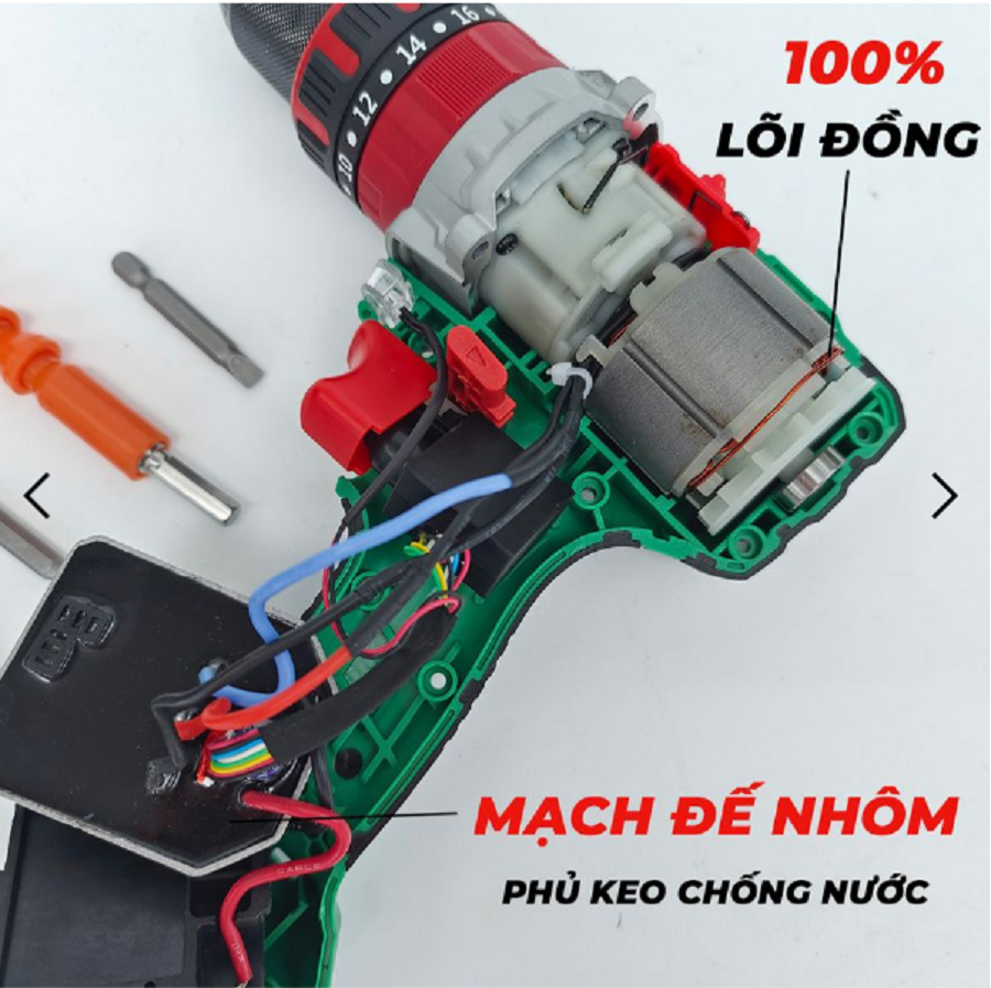 Máy Khoan Pin Bê Tông 3 Chức Năng HIMOKI 13mm 21V Pin 10 Cell - Motor 100% Dây Đồng Không Chổi Than - Bảo Hành 12 Tháng