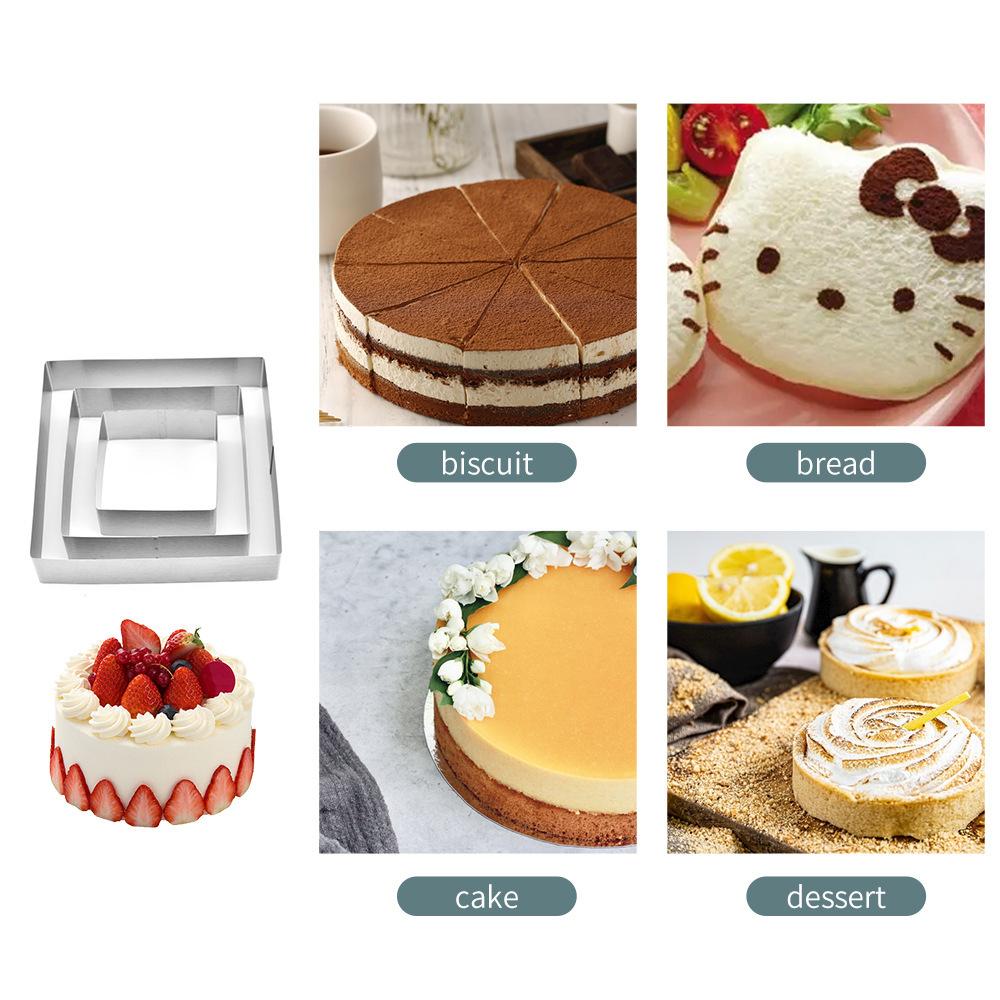 Khuôn RING Mousse Nhấn Cookies Cutter Dụng Cụ Làm Bánh Quy HÌNH CHỮ NHẬT - CBMOUS3P-V