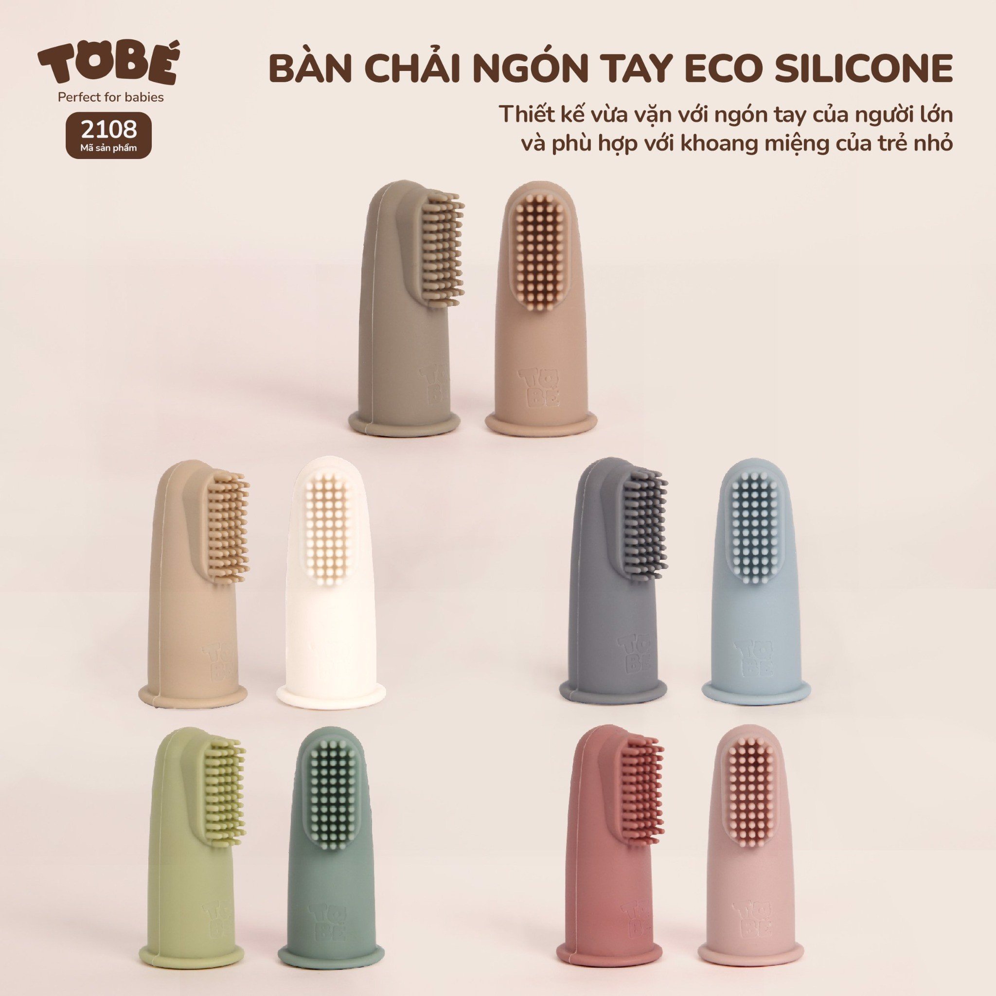 Bàn Chải Ngón Tay Eco Silicone- Hàng nhập khẩu Hàn Quốc, 2 chiếc 1 hộp siêu mềm mại và an toàn cho bé