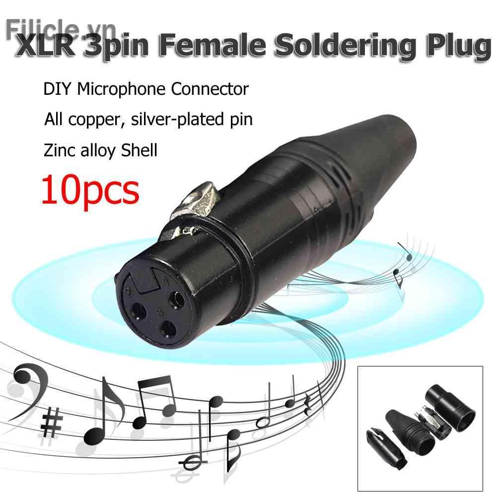 Set 10 Đầu Nối Dây Cáp Âm Thanh XLR 3Pin