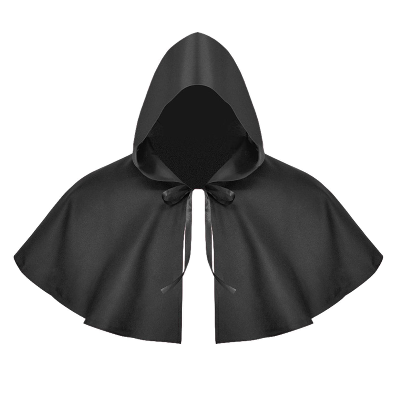 Halloween Cloak Witch Cape Cosplay Unisex Party Gothic Shawl Props Medieval Hooded Cape Hat for Fancy Dress Stage Performance