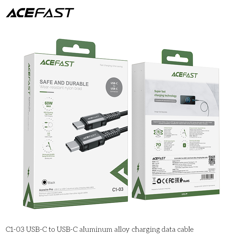 Cáp Sạc Acefast Type C To Type C 1.2m C1-03 - Hàng Chính Hãng