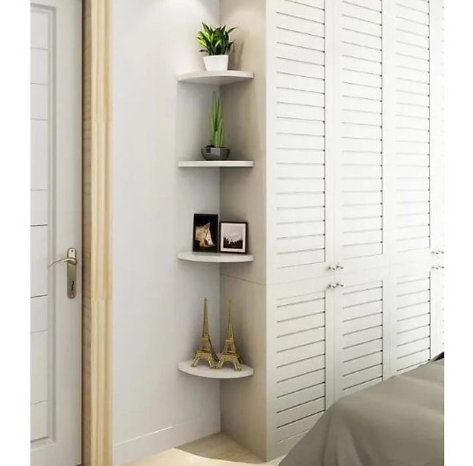 Bộ 3 Kệ Trang Trí Treo Góc Tường Tundo Hình Cung Tròn (Không Cần Khoan Tường) KT 28x 28x1.8cm