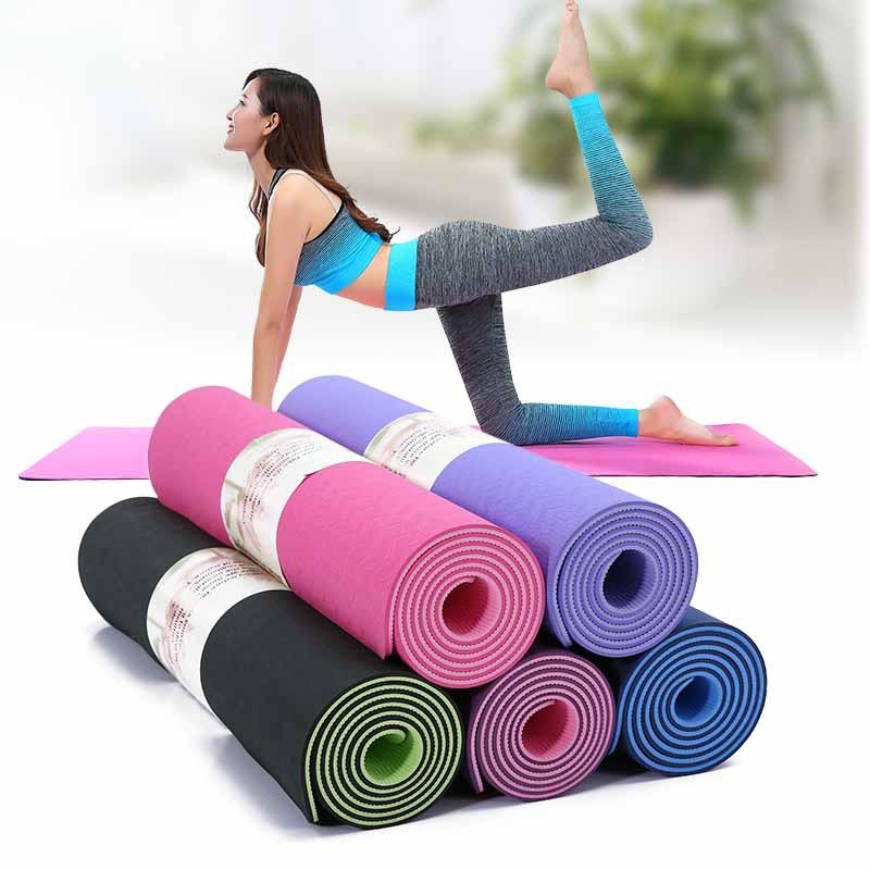 Thảm Tập Yoga, Tập Gym Cao Su Tpe 2 Lớp Dày 6mm Cao Cấp Siêu Bền