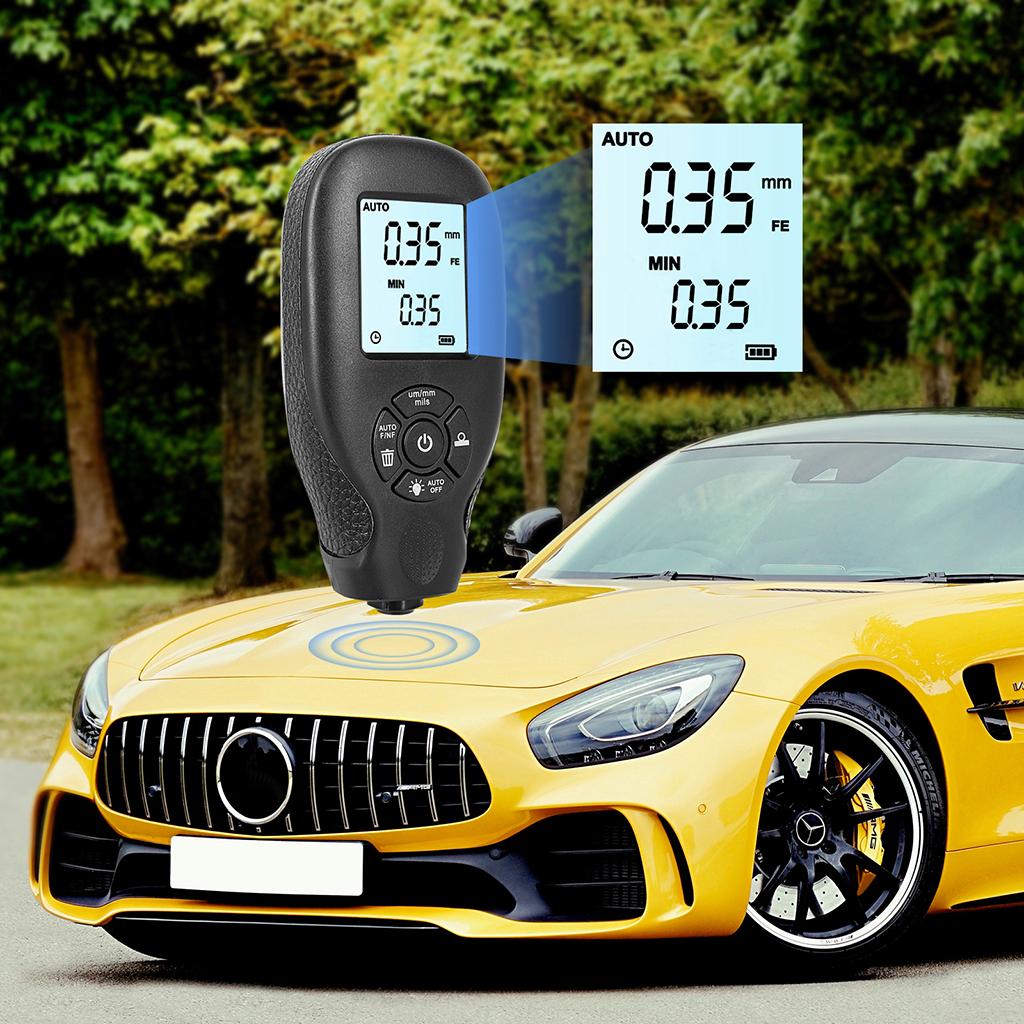 HW-300 Mini Automotive Coating Thickness Gauge Car Digital Paint Meter, Black, Auto Digital Calibration, 110x52x25mm