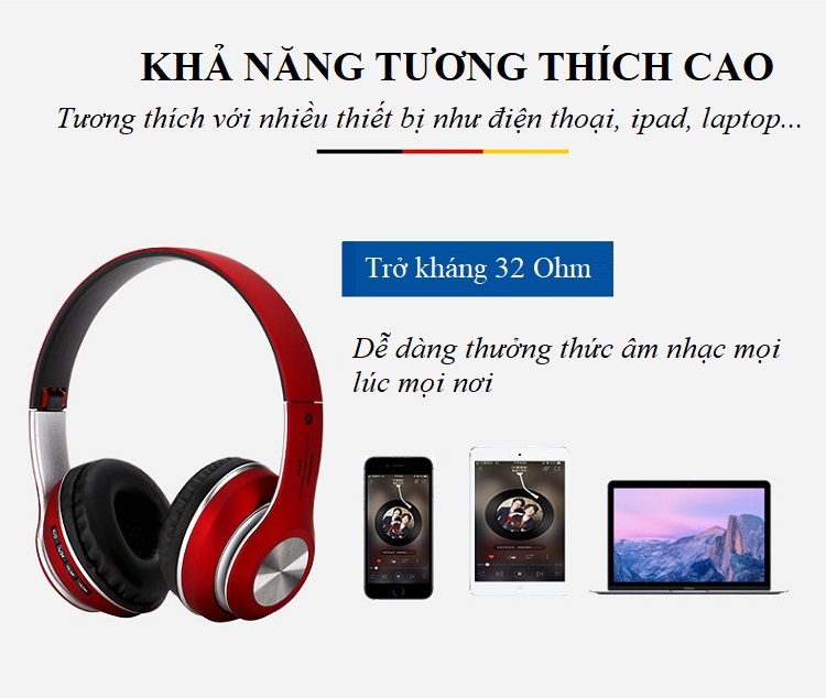 Tai Nghe bluetooth Hỗ Trợ Thẻ Nhớ, Đài FM, Có Thể Gấp Gọn Gàng ST-033 ( Tai Nghe thời trang )