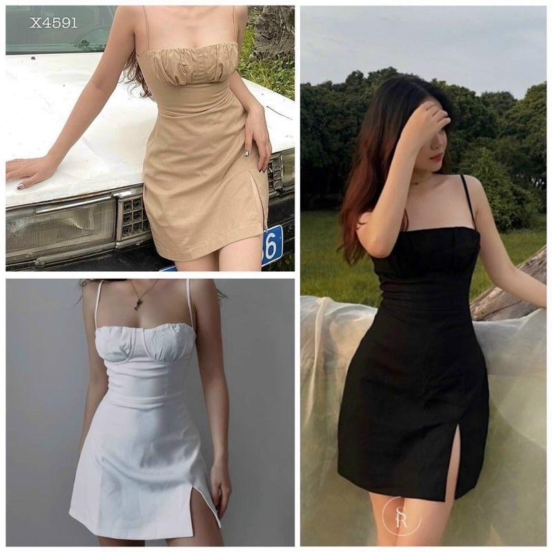 ĐẦM HAI DÂY CÚP NGỰC XẺ ĐÙI