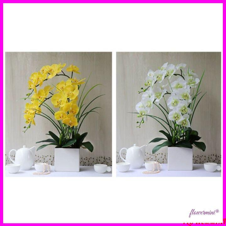 Hoa giả, bình hoa lan hồ điệp đẹp giống thật để bàn trang trí nhà cửa sang trọng Flowermini LD-03