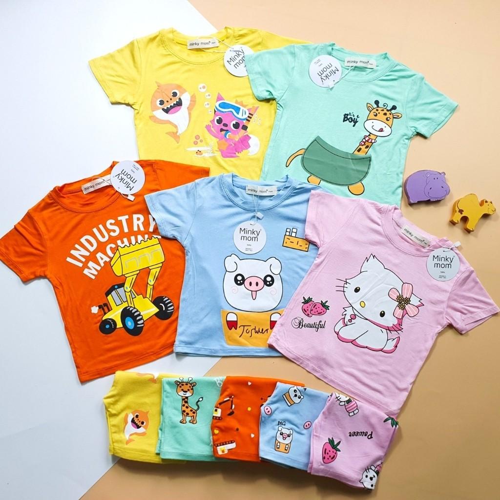Bộ Cộc Tay Cho Bé FREE SHIP Bộ Minky Mom Cộc Tay Cho Bé Trai Bé Gái Chất Thun Lạnh siêu mềm mịn thoáng mát