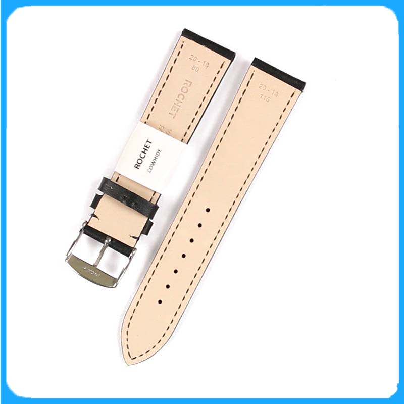 Dây Da Đồng Hồ ZRC Pháp Dòng MIAMI Da Bê Màu Đen Vân Trơn Cỡ 20mm