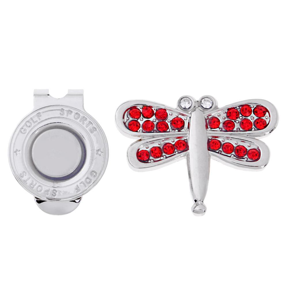 Alloy Golf Crystal Hat Cap Clip with Magnetic Detachable Ball Marker Crystal Dragonfly Shape for Ladies