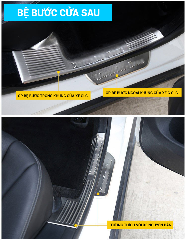 Ốp bệ bước ngoài cửa sau cho xe Mercedes Benz GLC Class