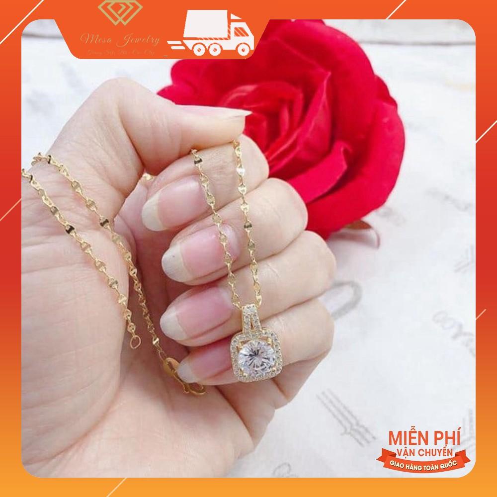 DÂY CHUYỀN BẠC TA ĐÁ VUÔNG MÀU VÀNG NHƯ ẢNH