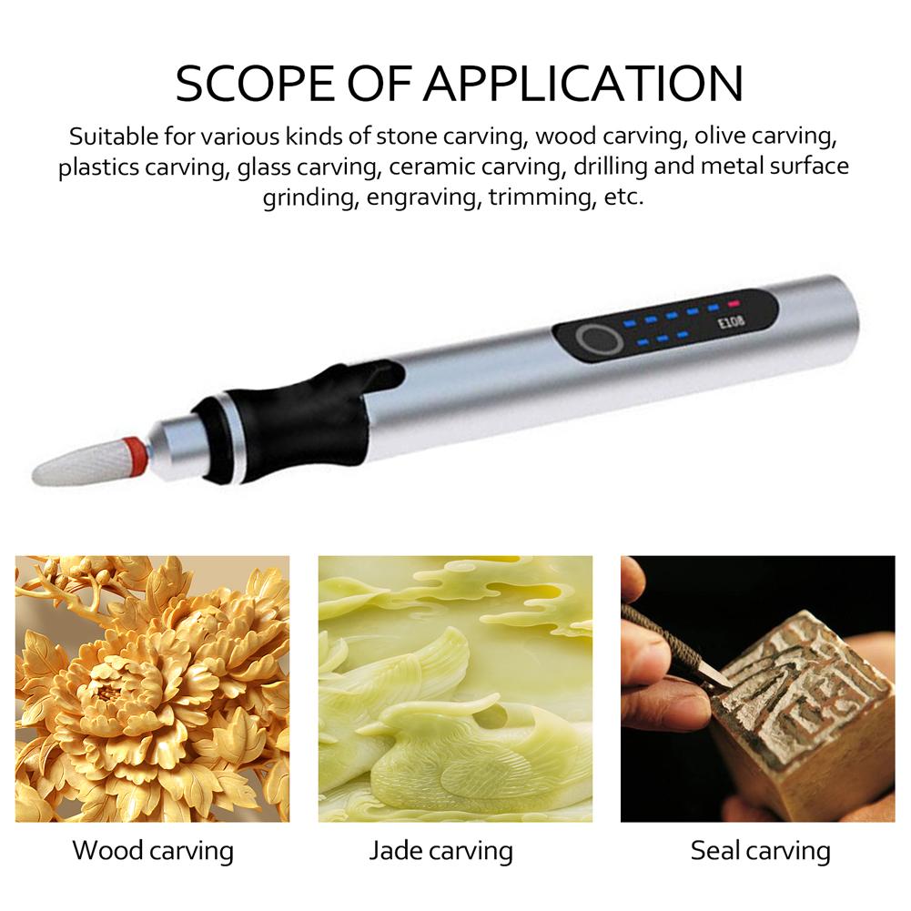 Portable Engraving Pen Mini Electric Drill Pen LED Speed Display Carving Pen Engraving Machine Graver Tools Rechargeable