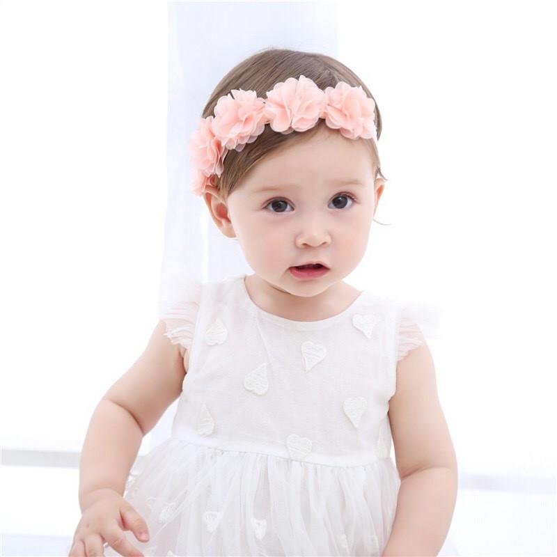 Băng đô cho bé gái tiểu thư dễ thương, Turban hoa cho bé