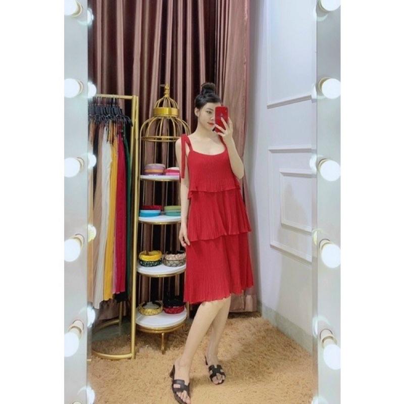 ĐẦM TẦNG XẾP LY HAI DÂY ĐẦM DÁNG XUÔNG BẦU BÍ BON CHEN ĐƯỢC ĐẦM BẦU