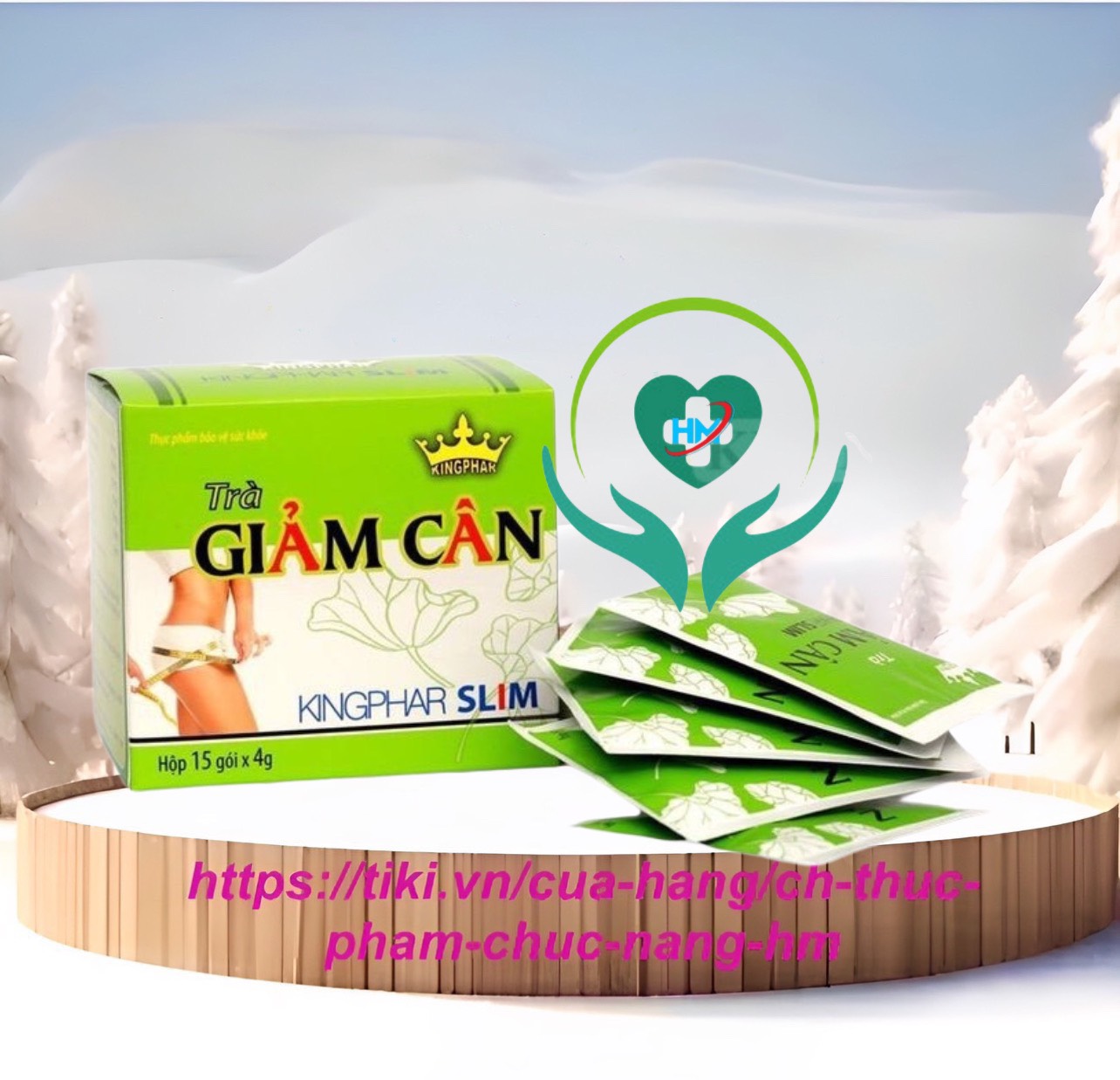 Trà  Hỗ trợ Giảm kg - Kingphar Slim, hộp 15 gói x4g, giúp kiểm soát cân nặng