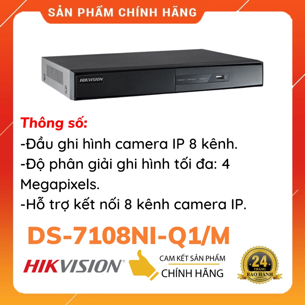 Đầu ghi hình camera IP 8 kênh HIKVISION DS-7108NI-Q1/M - Hàng chính hãng