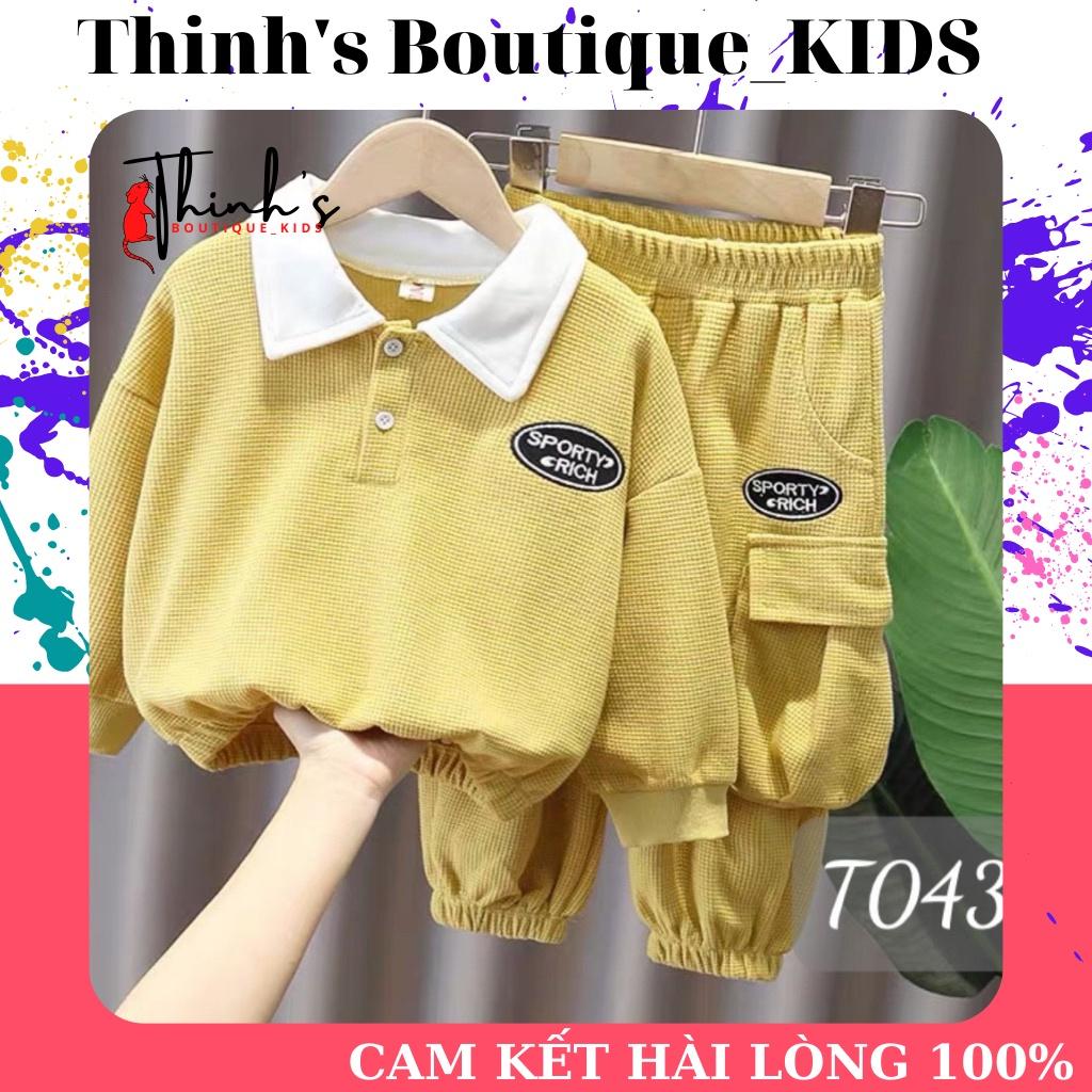 Bộ quần áo trẻ em vải nĩ mỏng, Bộ quần áo thu đông cho bé