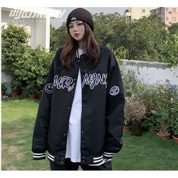 Áo khoác bomber dù unisex form rộng 2 lớp