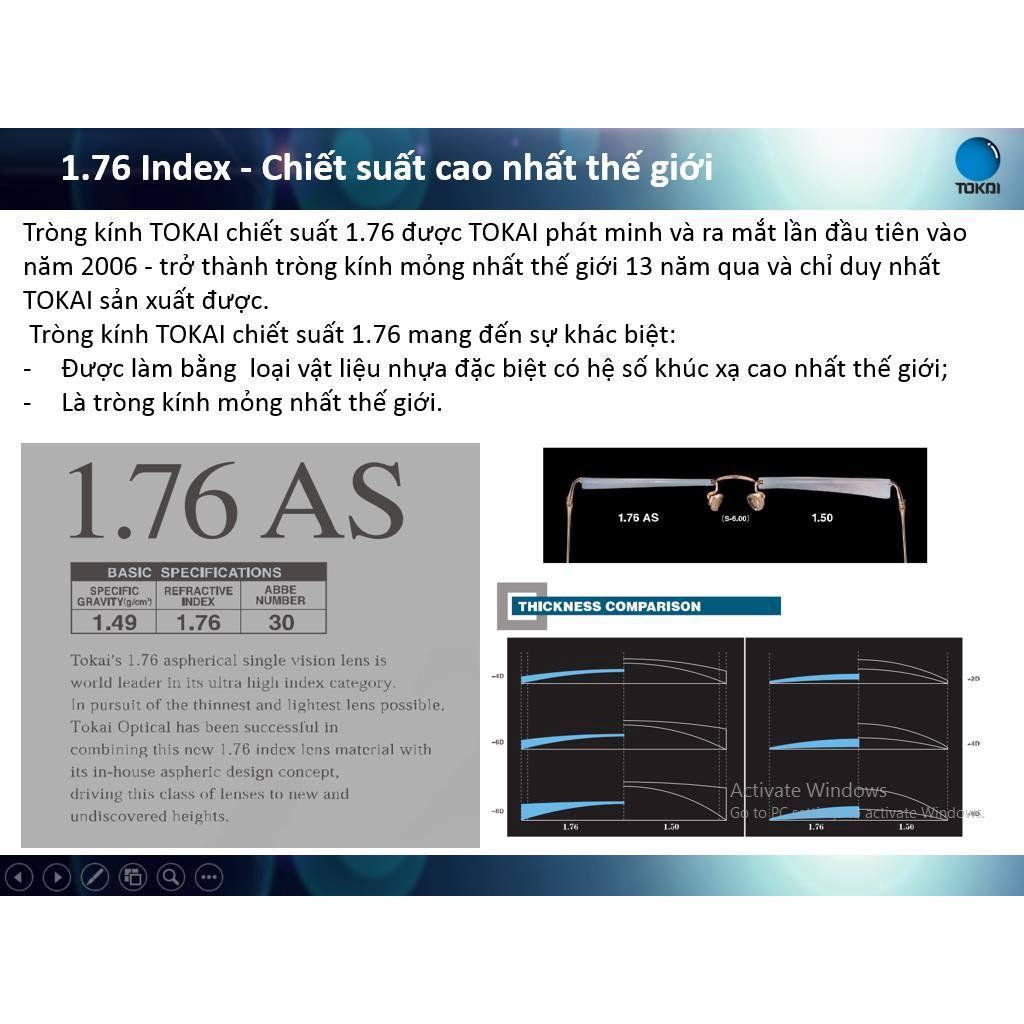 Tròng kính siêu mỏng TOKAI 1.76AS SPS UV400 chính hãng Nhật Bản