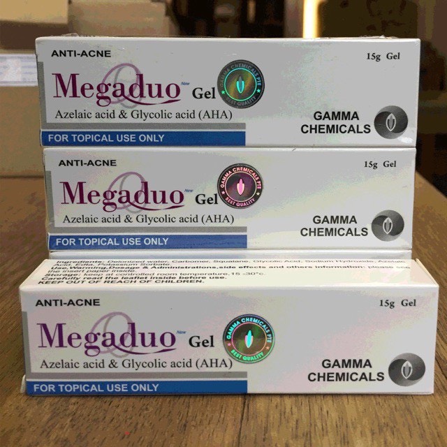 Megaduo Gel giảm mụn, giảm thâm, dưỡng da - Megaduo Azelaic acid &amp; Glycolic acid (AHA) Gel 15g