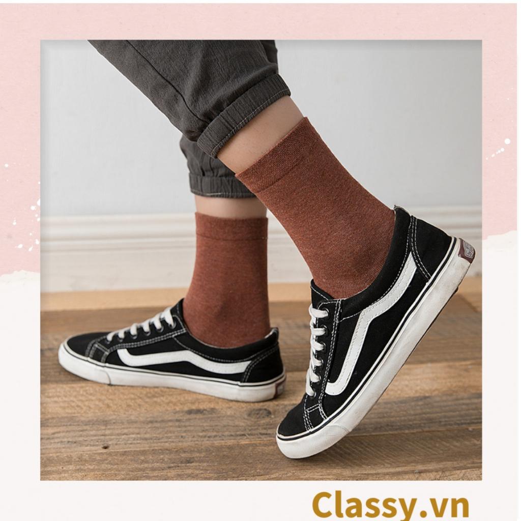 Combo 2 đôi tất cotton cổ cao Classy trơn nhiều màu G1401