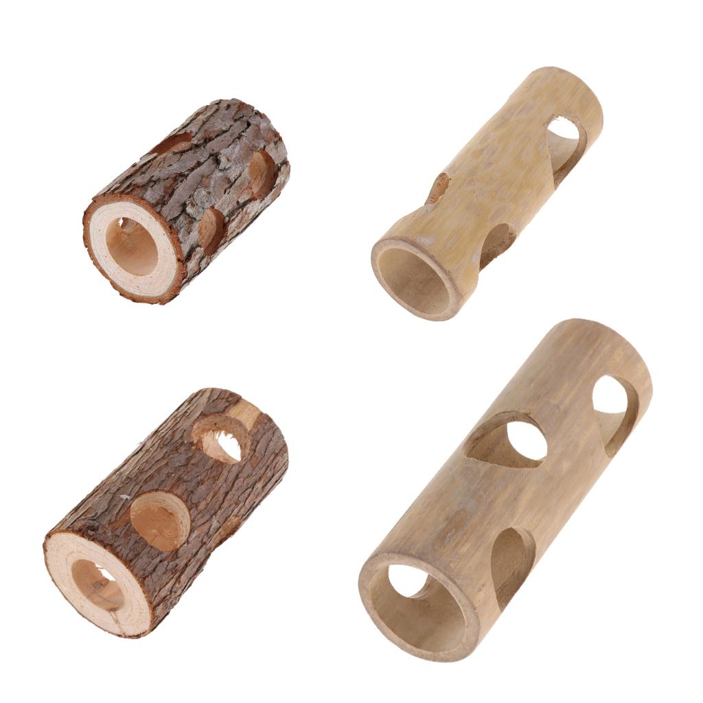 Natural Wooden/ Bamboo Hamster Mice Mouse Rat Gerbil Tunnel Cage Hide Play Toy