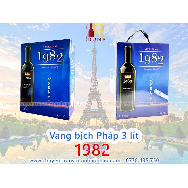 Rượu vang bịch Pháp 1982 Merlot 3 lít