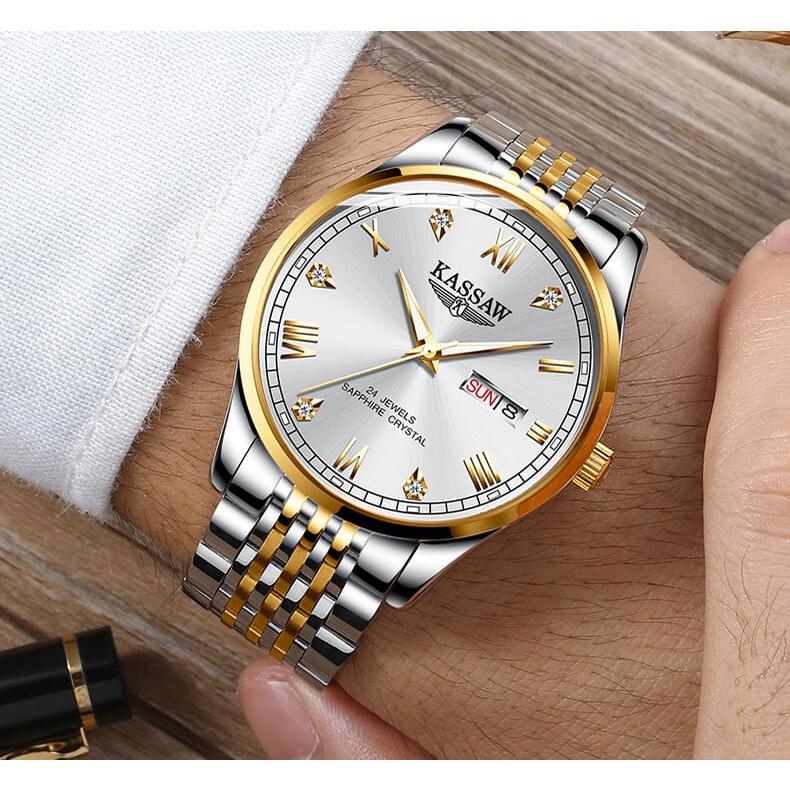 Đồng hồ nam chính hãng KASSAW K877-1 chống nước,chống xước,kính sapphire ,hàng mới 100% ,Đồng hồ cơ