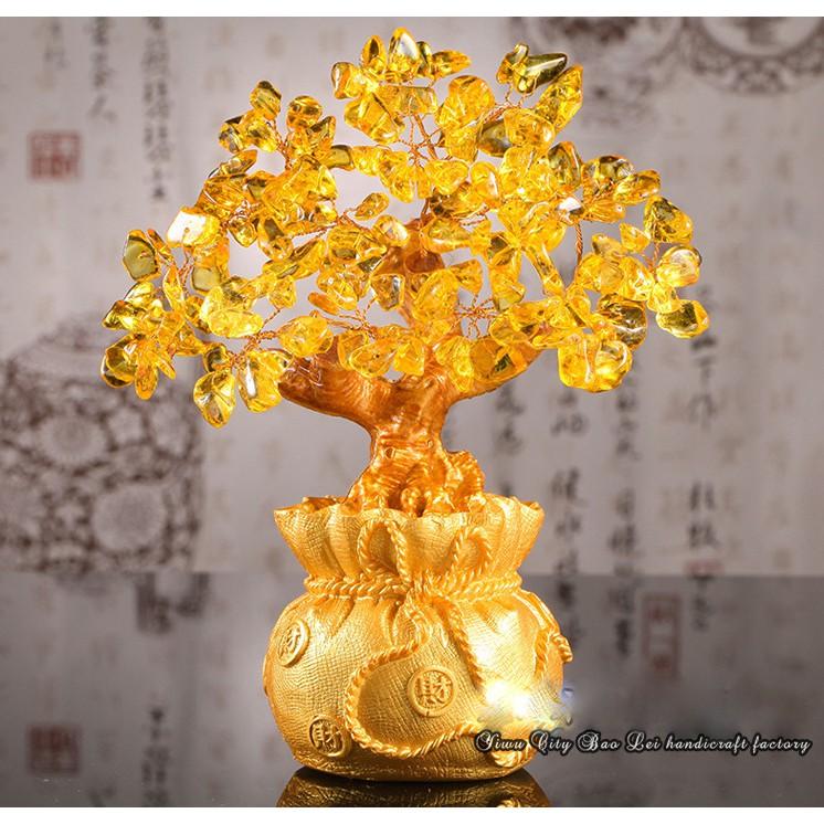 Cây Tài Lộc Đá Thạch Anh Vàng 18.5cm (shopdonghothoitrang)